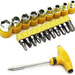 24pcs T shape screwdriver set Batch Head Ratchet Pawl Socket Spanner hand tools