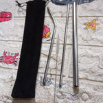 Reusable Stainless Steel Straws with Case for Drinking (4 Pc, Eco-Friendly)