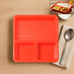 Plastic 3-Compartment Rectangular Meal Serving Tray / Plates (1 Pc)
