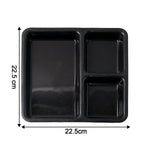 Plastic 3-Compartment Meal Serving Tray – Rectangular Dining Plate (1 Pc / Black)