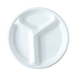 Vegnar 10 Inch 3-Compartment Round Compostable Bagasse Plate (10 Pc)