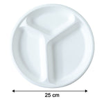 Vegnar 10 Inch 3-Compartment Round Compostable Bagasse Plate (10 Pc)