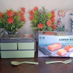 Plastic 2 Layer Leak Proof 3 Compartment Lunch Box for Office  (1 Pc)