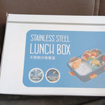 3 Compartment Transparent Stainless Steel Lunch Box with Spoon & Chopsticks (1 Set)