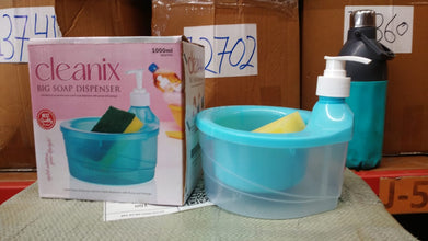 2 in 1 Double Layer Liquid Soap Dispenser with Pump and Sponge