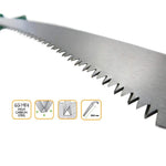 Sharpened steel saw with plastic cover