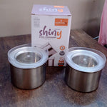 Multipurpose Stainless Steel Airtight Containers with See Through Lid (2 Pc / 500 ML)