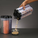 Sectioned food storage container, lockable lid