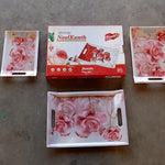 Plastic Rectangular Serving Tray Set – Printed Design Trays for Home & Kitchen