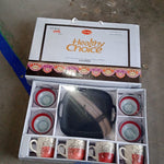 Set Of Ceramic Cup 4pc And Glass Bowl 4pc With Plastic Plate (9 Pcs Set)