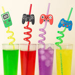 Plastic Straws Reusable Drinking Straws (4 pc Set / Mix design)