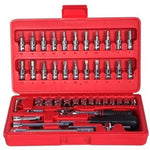 Socket 1 / 4 Inch Combination Repair Tool Kit (Red, 46 pcs)