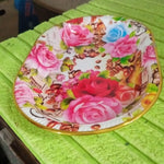 Big Plastic Flower Printed Design Serving Tray (1 Pc / 35 x 24 CM / Mix Color)