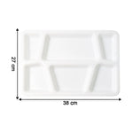 Plastic Multi-Compartment Rectangular Meal Serving Tray / Plate (1 Pc / White)