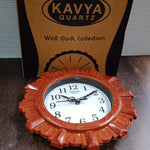 Wooden Look Round Wall Clock – Battery Operated Easy-to-Read Design for Home/Office