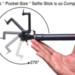 Flexible selfie stick with aux wire for easy grip.