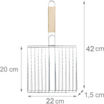 Square grill for papad and barbecue with wooden handle