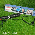 Black curling iron with a heat-resistant tip.