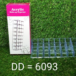 Multi-purpose acrylic stand for lipsticks and cosmetics, demonstrating its layout and storage capacity