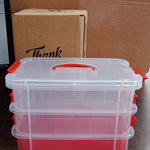 3-Layer Multi-Purpose Transparent Plastic Storage Carry Box with Handle