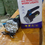 Portable COB 7LED USB Rechargeable Flashlight / Torch with Side Light (1 Pc)