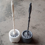 Potted holder with toilet brush, side view