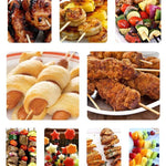 Natural bamboo skewers designed for BBQ use.