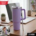 Konvex Large Capacity Insulated Tumbler Mug With Handle And Straw 1200 Ml Approx