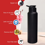 Stainless Steel 1000ml Flip-Top Reusable Sports Water Bottle