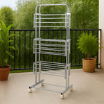 3 Layer Foldable Stainless Steel Cloth Drying Stand with Wheels