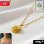 Gold plated floral pendant chain