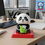 Solar powered moving head panda showpiece