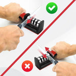 Manual Red & Black Knife Sharpener – 3-Stage Tool for Ceramic & Steel Knives