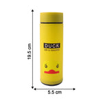 Cute Cartoon Design Frosted Glass Water Bottle With Leak Proof Lid (450 Ml)