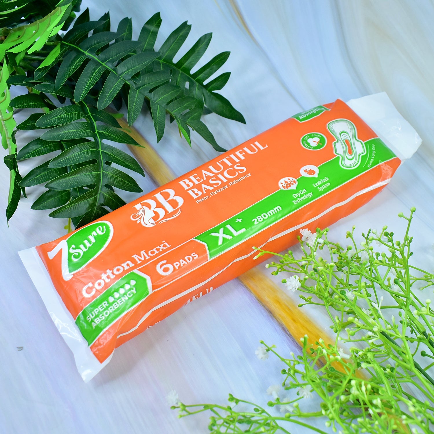 Beautiful Basics Orange Cotton Maxi Sanitary Pads XL+ 280mm Pack of 6 ...