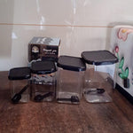 Plastic Air Tight Containers Storage (4 Pc Set With 4 Spoon)