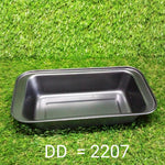 Non-stick baking tray with steel construction for durability.