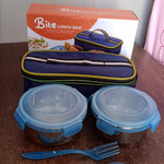 Bite Lunch Box, with Insulated Fabric Lunch Bag & Plastic Spoon, Fork