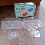 Self Adhesive Transparent Wall Mounted Soap Dish Holder (2 Pc)