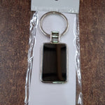 Premium Rectangular Black & Silver Metal Keychain (1 Pc)