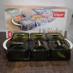 Liger Multipurpose Transparent Spice Jar Set with Tray and Lids 400ML Approx (6 Pc)