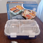 3 Compartment Transparent Stainless Steel Lunch Box for Kids, Tiffin Box, Lunch Box, Lunch Box for Kids, Insulated Lunch Box, Lunch Box for Office Women and Men, Stainless Steel Tiffin Box for Boys, Girls, School Office (Multi Color)