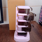 Rotating Spice Jars Vertical Rotatable Seasoning Box 5 Section / Tier 5 Spoon (1 Set)