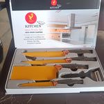 6 Pcs Professional Kitchen Knife Set with Chef Knives, Cleaver, Peeler & Scissors