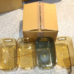 Premium Ribbed Transparent Storage Basket with Gold Handle  25×14 cm 4 Pc