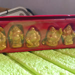 Golden Laughing Buddha Set of Six Pieces Statue for HappinessGood Luck Home Decor
