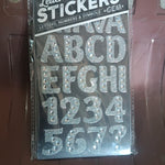 Silver Gem Letter & Numbers Stickers 1 Inch Letters, 130 Count (Pack of 6 Sheets)
