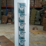 5-layer wall-mounted organizer for cleaning tools.