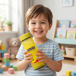 Cute Cartoon Design Frosted Glass Water Bottle With Leak Proof Lid (450 Ml)