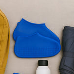 Blue Non-Slip Silicone Rain Anti skid Waterproof Fordable Boot Shoe Cover (1 Pair)